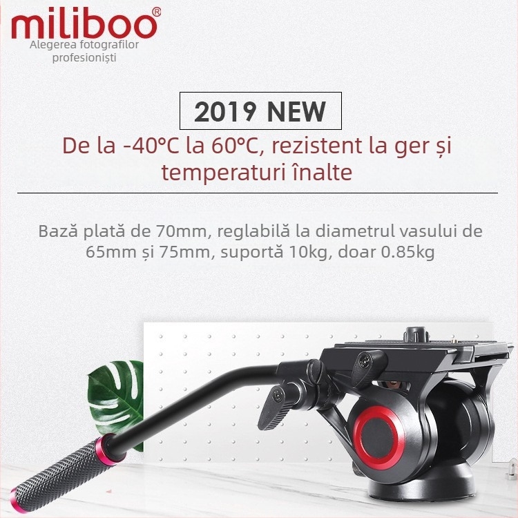 Miliboo 801 a doua generație Cap PTZ profesional cu amortizare hidraulică - aliaj de aluminiu, 360° orizontal, 165° vertical, 10 kg, compatibil cu Mibo