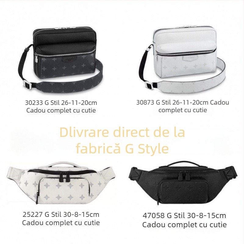 Geantă crossbody pentru bărbați – stil stradal, piele naturală, rezistentă la uzură, model cu litere, căptușeală din nailon