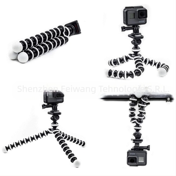 Trepied pentru telefon în formă de caracatiță, 3 secțiuni, ABS, placă de eliberare rapidă, gimbal plug-in, capacitate de încărcare sub 2 kg