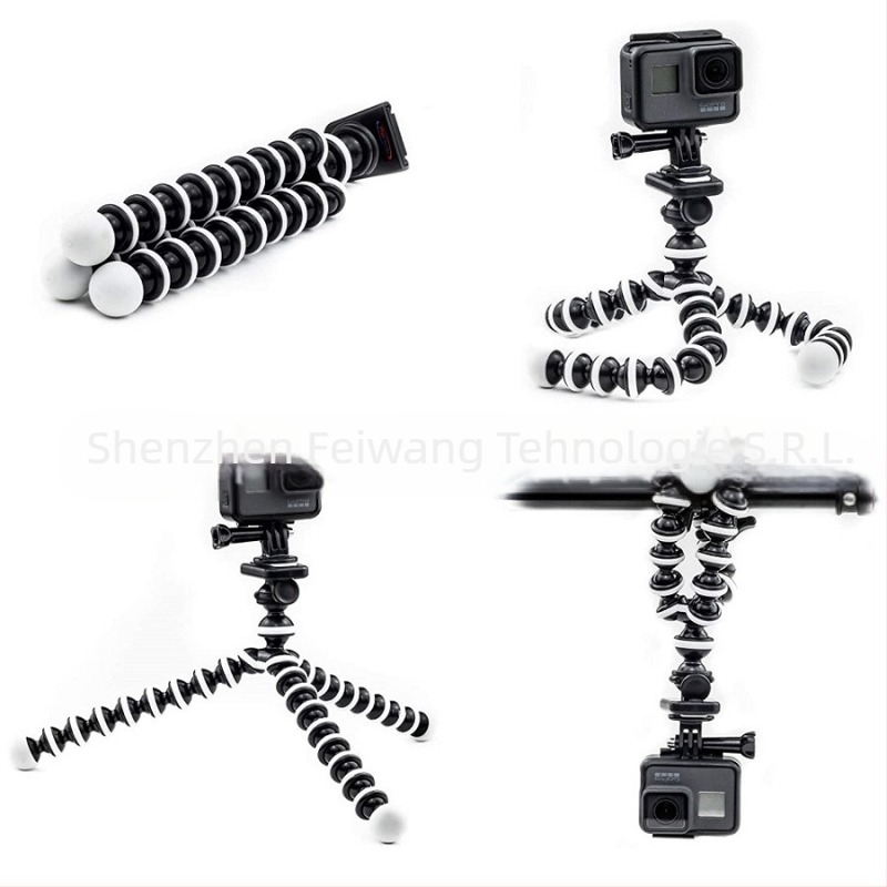 Trepied pentru telefon în formă de caracatiță, 3 secțiuni, ABS, placă de eliberare rapidă, gimbal plug-in, capacitate de încărcare sub 2 kg