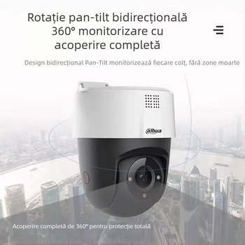 Dahua cameră cupolă de rețea cu iluminare scăzută 0.001 lux, SNR > 50 dB, -5°C până la 55°C, alimentare 5.5 V