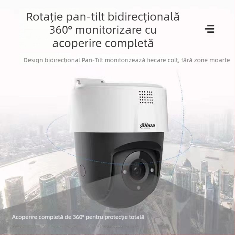 Dahua cameră cupolă de rețea cu iluminare scăzută 0.001 lux, SNR > 50 dB, -5°C până la 55°C, alimentare 5.5 V