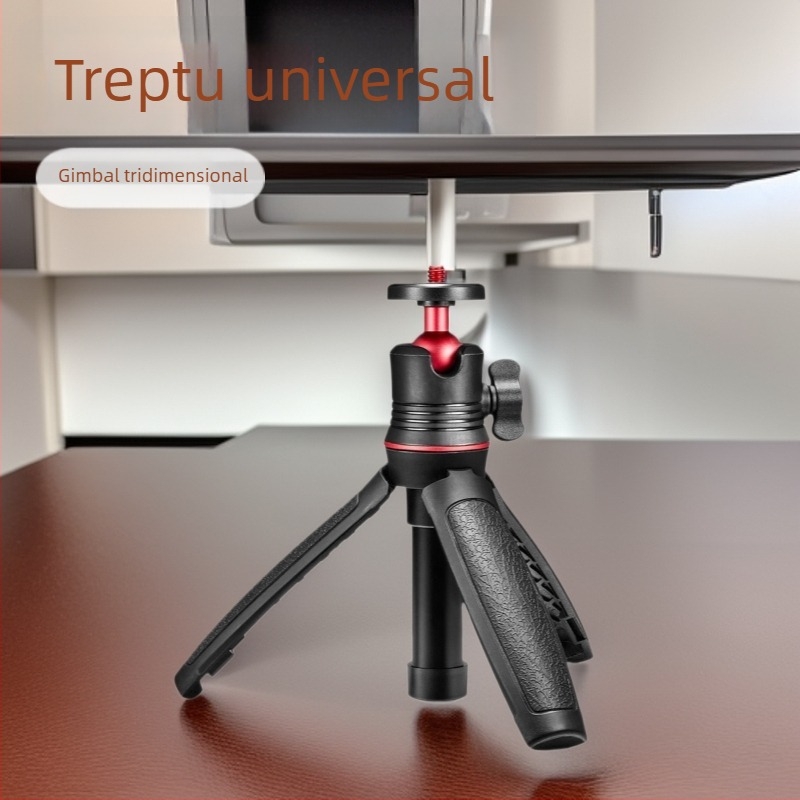 Tripod pentru telefon cu clips pentru telefon și priză rece, montaj universal E-clip, 3 secțiuni din aluminiu, sarcină 2-5 kg, greutate 250 g