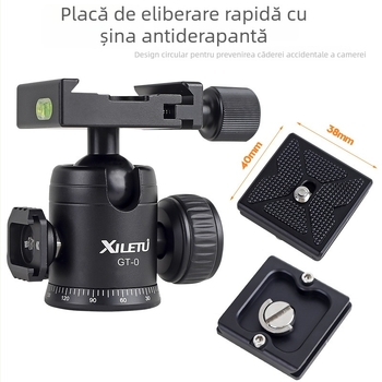 Trepied cu cap cu bilă pentru cameră universală — rotație orizontală de 360°, aliaj de aluminiu, utilizare în interior/exterior