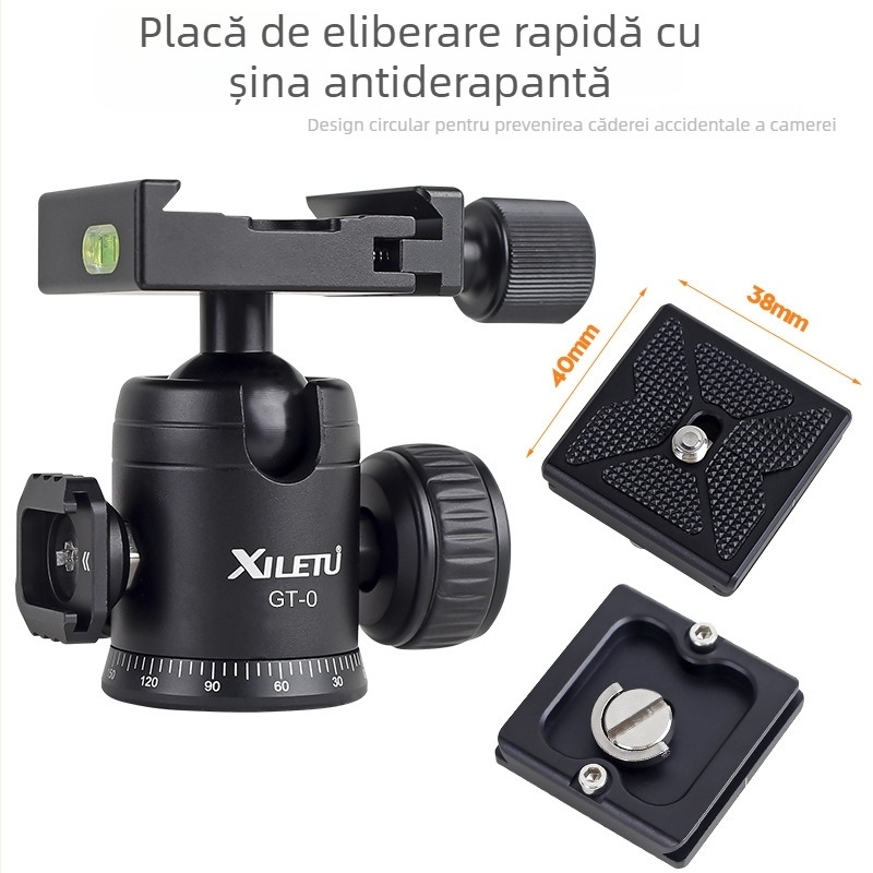 Trepied cu cap cu bilă pentru cameră universală — rotație orizontală de 360°, aliaj de aluminiu, utilizare în interior/exterior