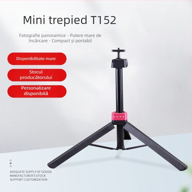 T152 trepied de birou portabil cu cap sferic, 5 secțiuni din aliaj de aluminiu, capacitate de încărcare 6–10 kg