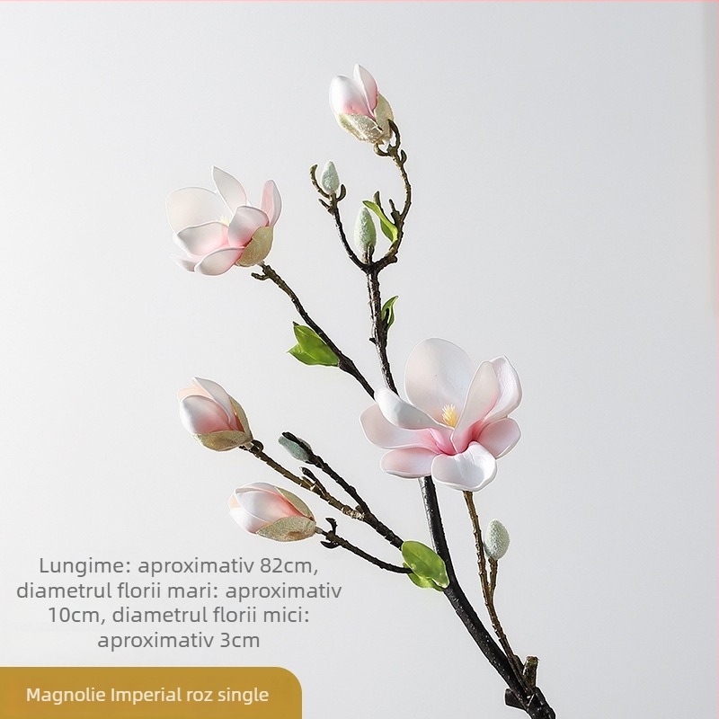Floare artificială Magnolia, imprimare 3D, pictată și embosată, PVC moale, Magnolia varietate, decor interior
