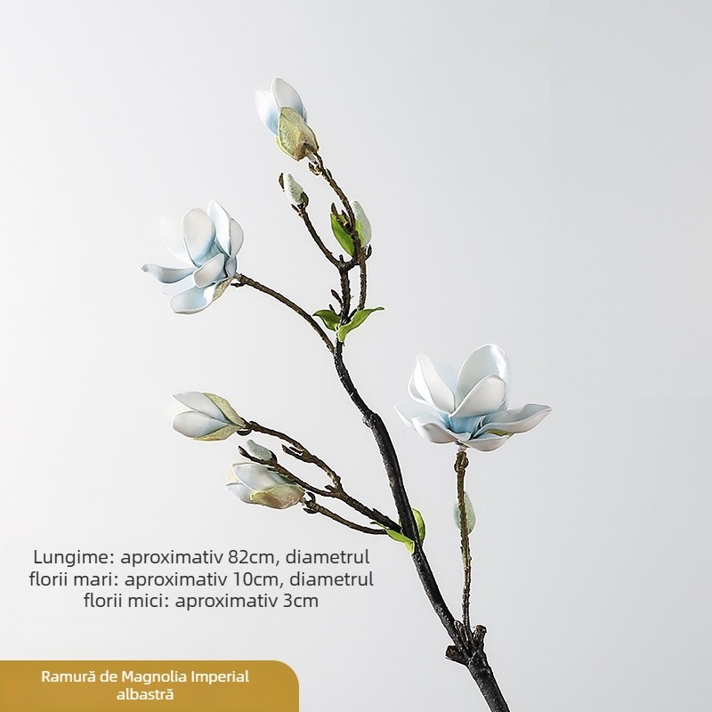 Floare artificială Magnolia, imprimare 3D, pictată și embosată, PVC moale, Magnolia varietate, decor interior