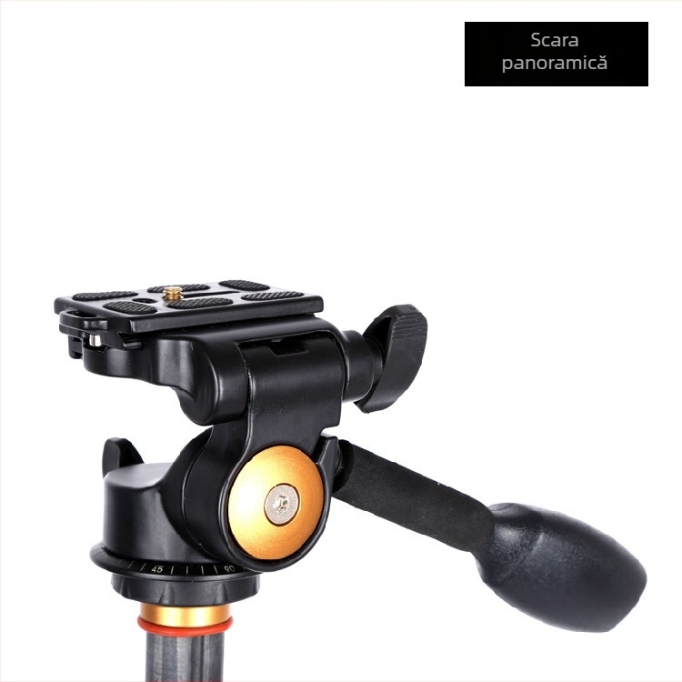 Cap de trepied din aliaj de aluminiu cu amortizare 3D, scară panoramică, rotire orizontală 360° pentru SLR