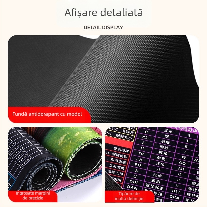 Covoraș mare din cauciuc pentru birou cu pad de mouse și calculator, cusut, doar pe o parte, desene personalizate