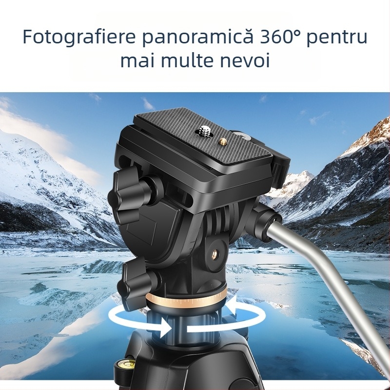 Trepied din aliaj de aluminiu, picioare cu 3 secțiuni, cap 3D, placă cu eliberare rapidă, sarcină 6–10 kg