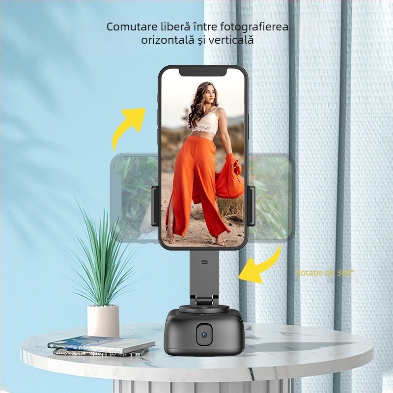 Vernon Q11 suport pentru telefon cu rotire 360°/90° și recunoaștere facială AI, urmărire automată (ABS)