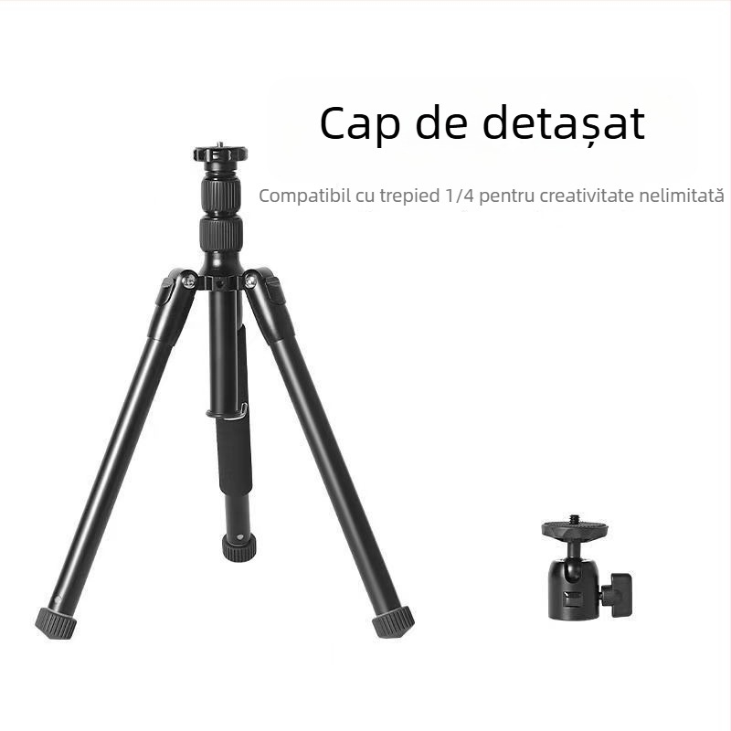 Trepied pentru cameră cu cap cu bilă, 5 secțiuni, aliaj de aluminiu, plăcuță cu eliberare rapidă, încărcare până la 2 kg