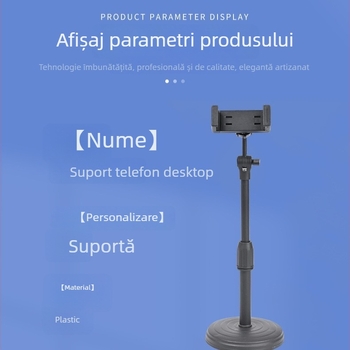 Suport de birou pentru telefon mobil cu cap pan-tilt universal, braț telescopic reglabil, bază disc, clip pentru microfon, material plastic, marcă Sea butterfly