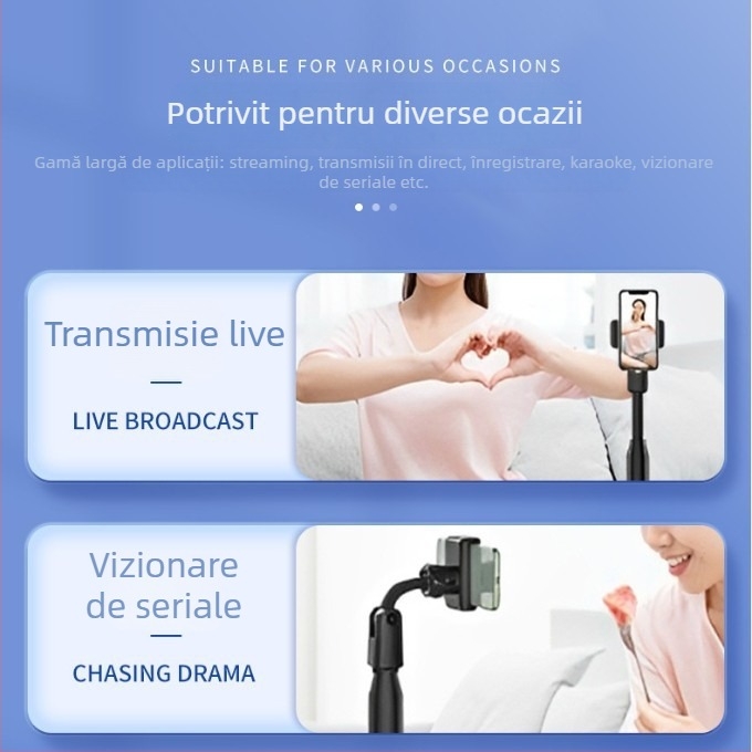 Suport de birou pentru telefon mobil cu cap pan-tilt universal, braț telescopic reglabil, bază disc, clip pentru microfon, material plastic, marcă Sea butterfly