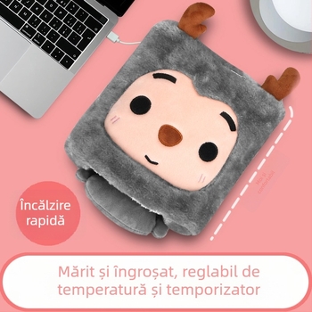 Pad de mouse încălzit, alimentat USB, din material textil, cu suport pentru încheietură