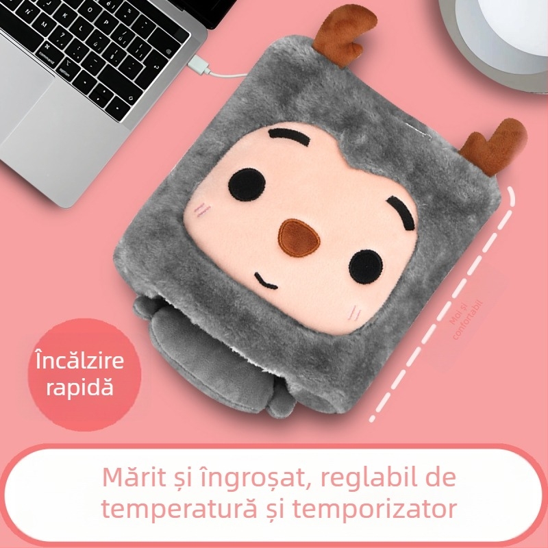 Pad de mouse încălzit, alimentat USB, din material textil, cu suport pentru încheietură
