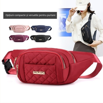 Geantă crossbody unisex din nylon cu buzunar pentru telefon, compartiment pentru ID și buzunare cu fermoar; căptușeală din poliester; închidere cu fermoar; primăvara 2025