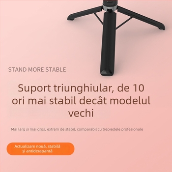 Bețișor selfie Bluetooth pentru telefon cu trepied portabil, iluminare, corp din plastic, telecomandă inclusă
