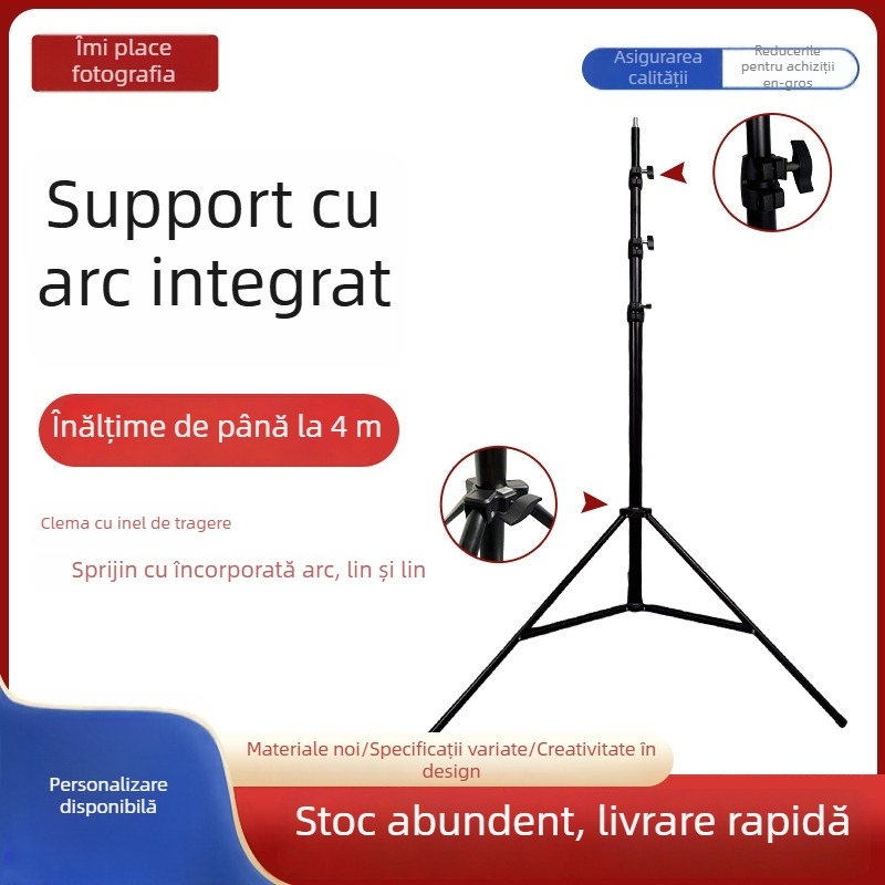 Sprijin de iluminat din aluminiu, 4 m, pentru film, TV și streaming live, 4 secțiuni, diametru 22 mm, cilindru central 40/35/30/25 mm