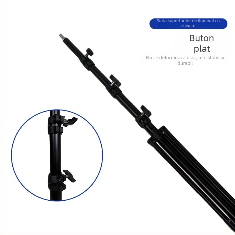 Sprijin de iluminat din aluminiu, 4 m, pentru film, TV și streaming live, 4 secțiuni, diametru 22 mm, cilindru central 40/35/30/25 mm