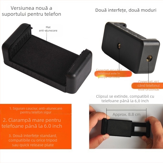 Jingle Chart Suport de masă pentru telefon mobil cu clemă mare pentru filmare orizontală/verticală, din plastic, model 01