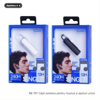 Remax Ruiliang Cască Bluetooth pentru mașină 5.4, hands-free, stereo, rază 10 m, baterie 4–8 h