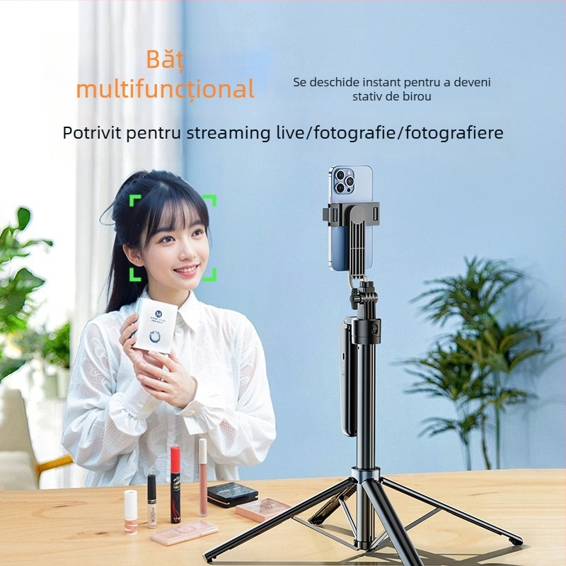 Gimbal pentru telefon cu rotație de 360°, urmărire facială, telecomandă, Bluetooth, aliaj de aluminiu