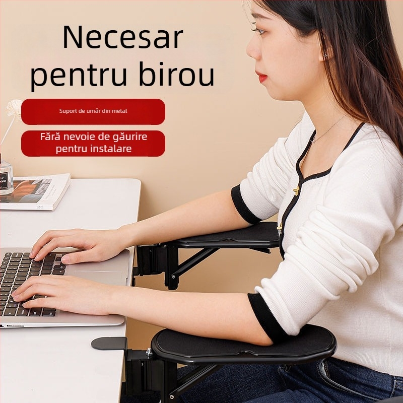 Sprijin pentru mâna de calculator cu braț rotativ – modelul 9112, PVC, covoraș de birou monolateral, cu spațiu pentru mouse și calculator, turnare prin injecție