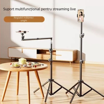 Trepied pentru telefonul mobil pentru filmări de sus — construcție metalică, încărcare 4 kg, înălțime de lucru 49–280 cm, diametru țeavă 2.1/2.6/2.8 m, 2 secțiuni
