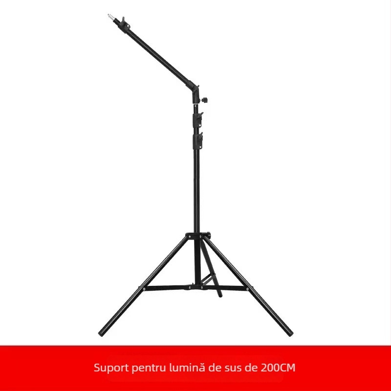 Trepied pentru telefonul mobil pentru filmări de sus — construcție metalică, încărcare 4 kg, înălțime de lucru 49–280 cm, diametru țeavă 2.1/2.6/2.8 m, 2 secțiuni