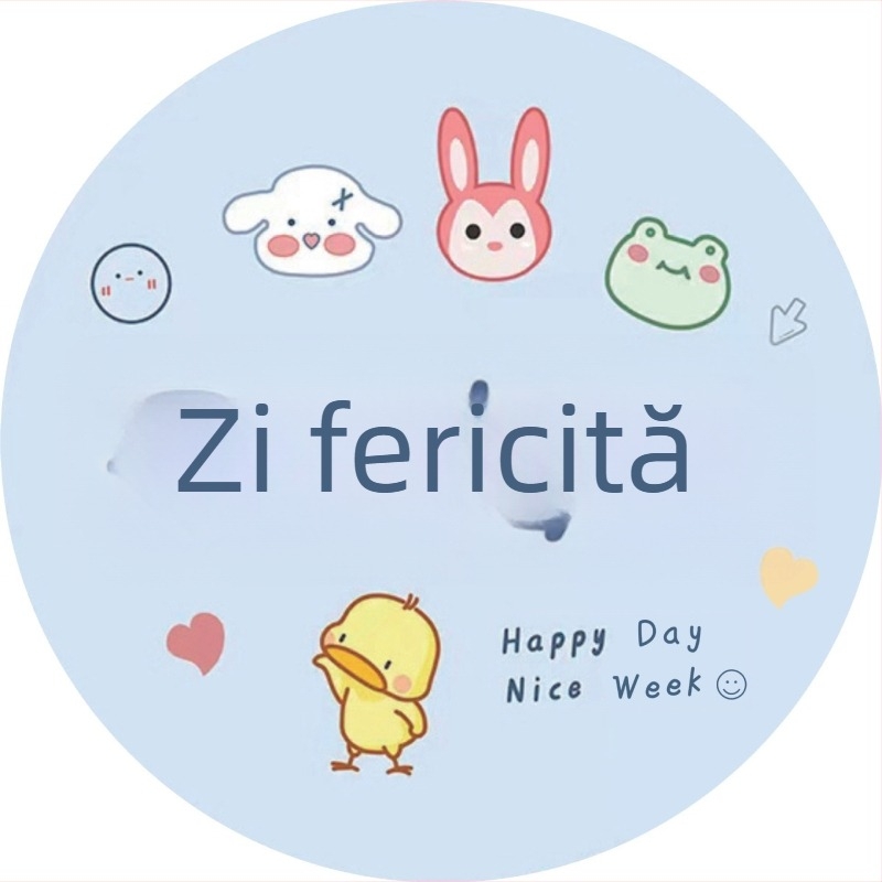 Pad pentru mouse rotund, design desen animat, suprafață anti-derapare, cauciuc natural, imprimare prin transfer termic, personalizare disponibilă