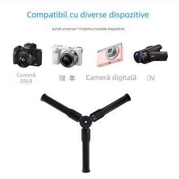 Trepied din aliaj de aluminiu Mt-19 pentru telefon mobil și cameră, bază cu șurub 1/4, sarcină 6–10 kg, 1 secțiune