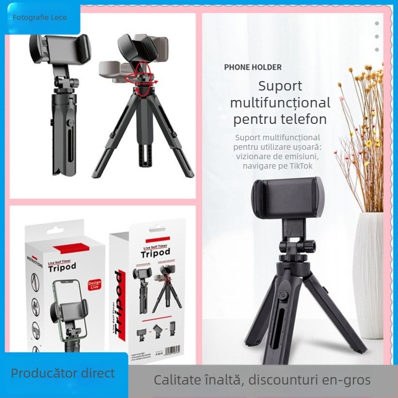 Leeshepro Suport de birou pentru telefoane mobile – Trepied din plastic, universal, cu picioare retractabile