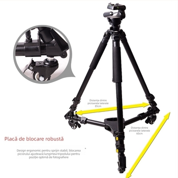 Bază de trepied cu role DY-101 | aliaj de aluminiu | capacitate de încărcare 30 kg | greutate 1.1 kg | lungime pliată 440 mm