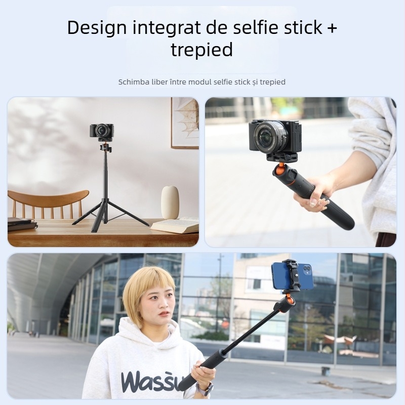 VRIG TP-16 Trepied pentru cameră cu cap PTZ 3D, aliaj de aluminiu, 5 secțiuni, încărcare până la 2 kg