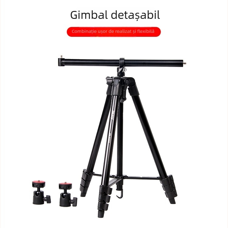 Tripod KP-2207 pentru telefon mobil, 3D PTZ, aliaj de aluminiu, 4 noduri, placă cu eliberare rapidă, sarcină de 2 kg