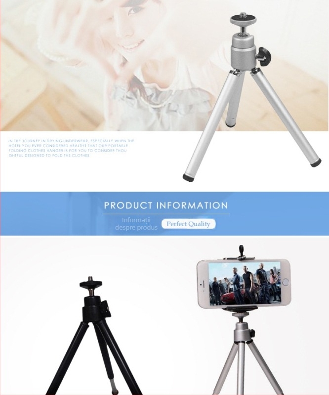 Dingfeng df-2 Trepied din aliaj de aluminiu, integral metal, pentru DSLR și camere mirrorless, portabil, 4 secțiuni