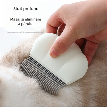 Pieptene de îngrijire pentru pisici și câini, cu dinți flexibili pentru deshedding și descurcarea nodurilor; ABS material; brand One cat and two dogs.