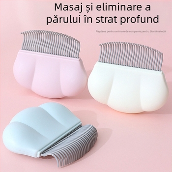 Pieptene de îngrijire pentru pisici și câini, cu dinți flexibili pentru deshedding și descurcarea nodurilor; ABS material; brand One cat and two dogs.