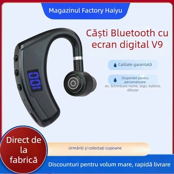 V9 Căști Bluetooth cu clips pe ureche, afișaj LED, Bluetooth 5.2, rază de până la 10 m, mono hands-free
