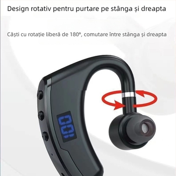 V9 Căști Bluetooth cu clips pe ureche, afișaj LED, Bluetooth 5.2, rază de până la 10 m, mono hands-free