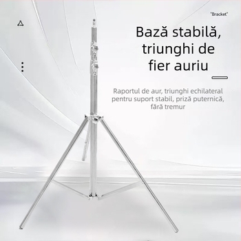 Suport foto din oțel inoxidabil, 3 secțiuni, sarcină 10 kg, tub Ø19–30 mm, greutate 2,5 kg
