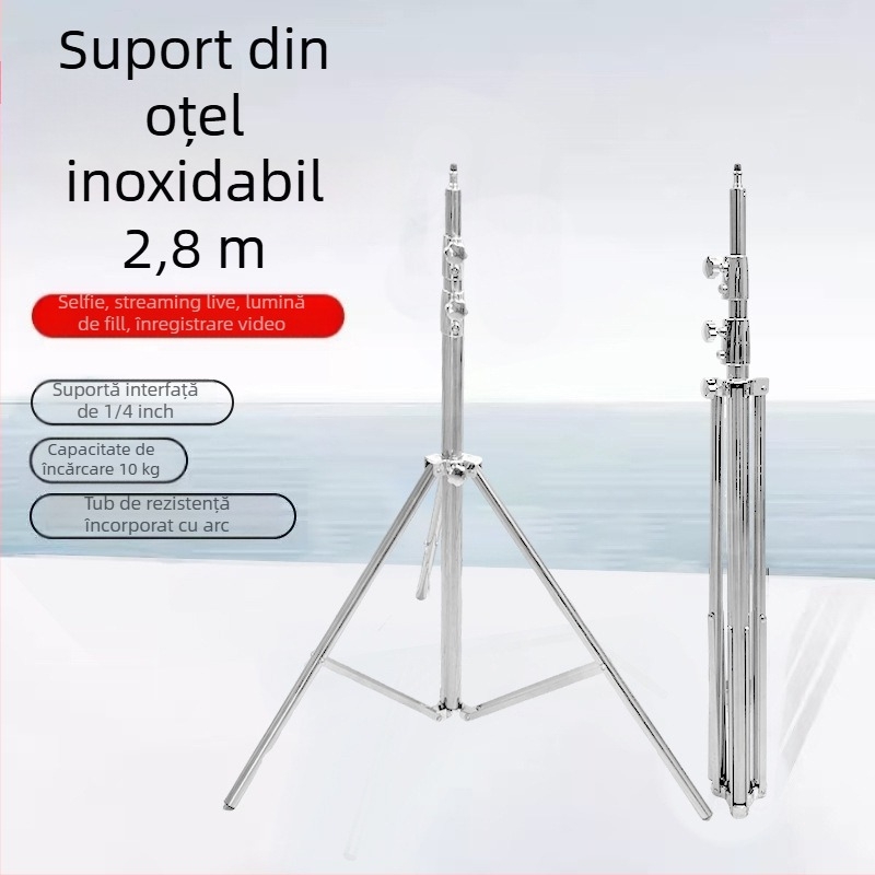 Suport foto din oțel inoxidabil, 3 secțiuni, sarcină 10 kg, tub Ø19–30 mm, greutate 2,5 kg