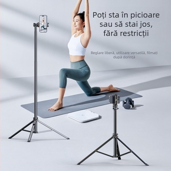 Tripod de podea pentru telefon și cameră, fotografie în aer liber, înălțime de lucru 1,8 m, diametrul țevilor de 25 mm, 5 secțiuni, aliaj de aluminiu + ABS, încărcare 2–4 kg
