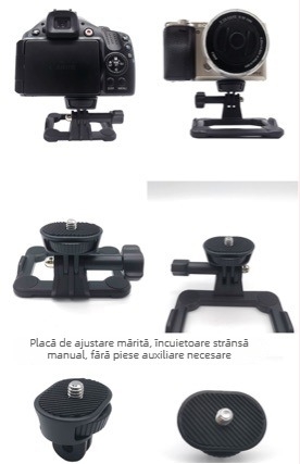 Adaptor cu filet 1/4, bază reglabilă, pentru GoPro 11, DJI Action și Insta360 One X3