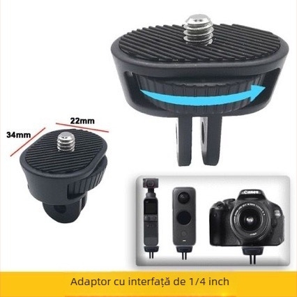 Adaptor cu filet 1/4, bază reglabilă, pentru GoPro 11, DJI Action și Insta360 One X3