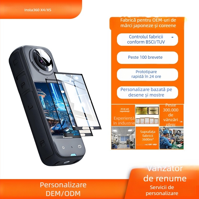 Folie protectoare temperată Shadowstone x5 pentru cameră de acțiune 360°