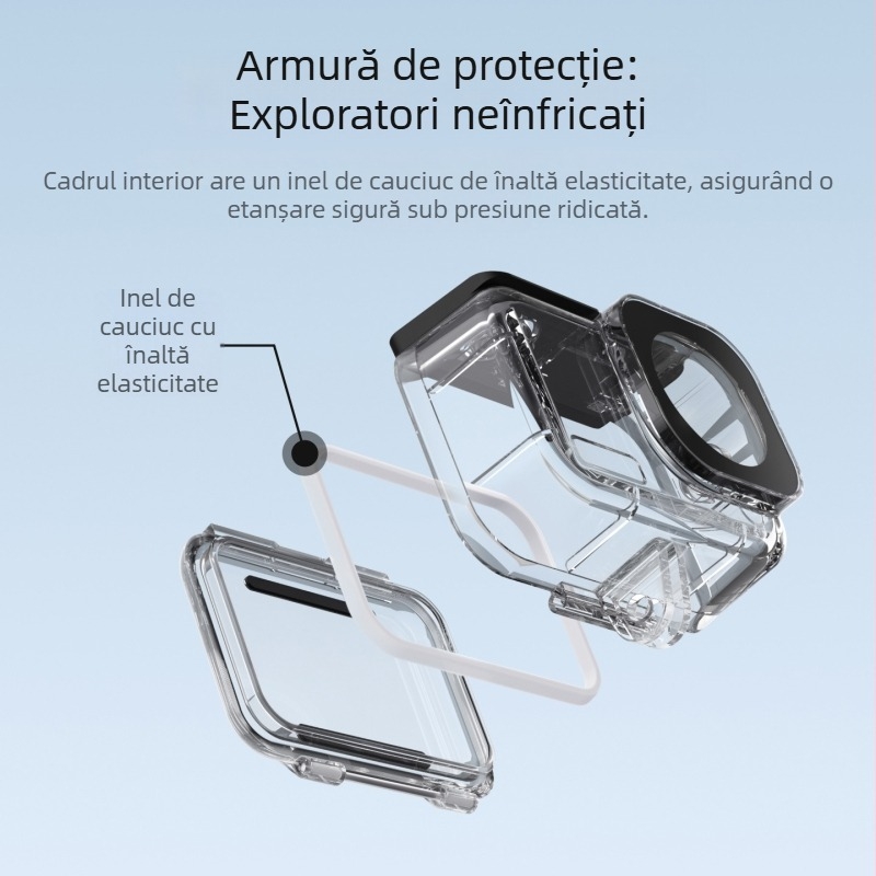 Carcasă impermeabilă Taixun pentru DJI Osmo Action6, 60 m adâncime de scufundare, Material PC, Include folie anti-ceață