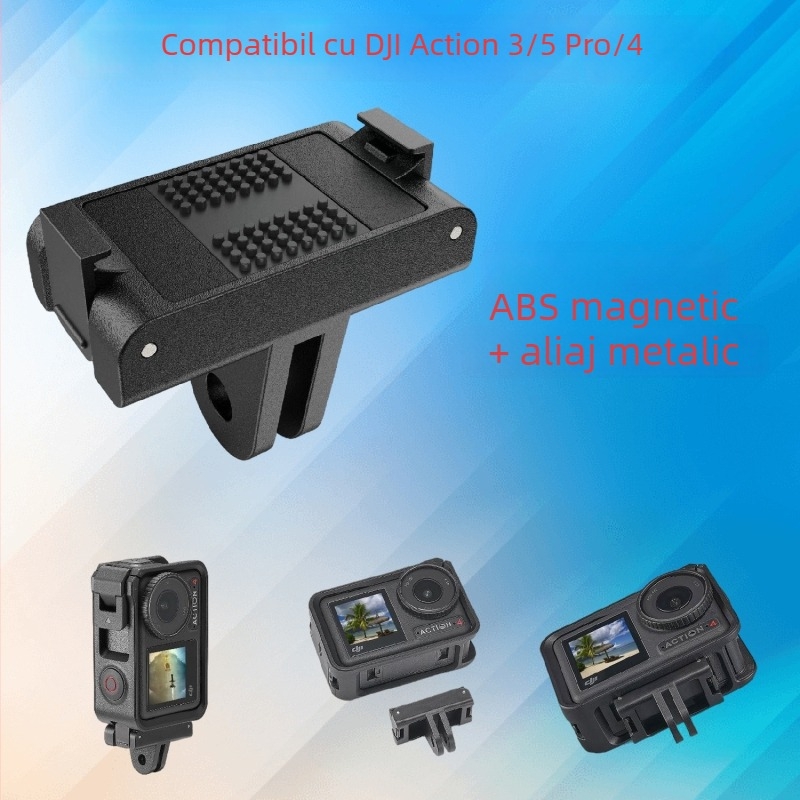 Adaptor magnetic pentru bază cu eliberare rapidă pentru camere Action4/5Pro; Material ABS+aluminiu; Greutate 14 g